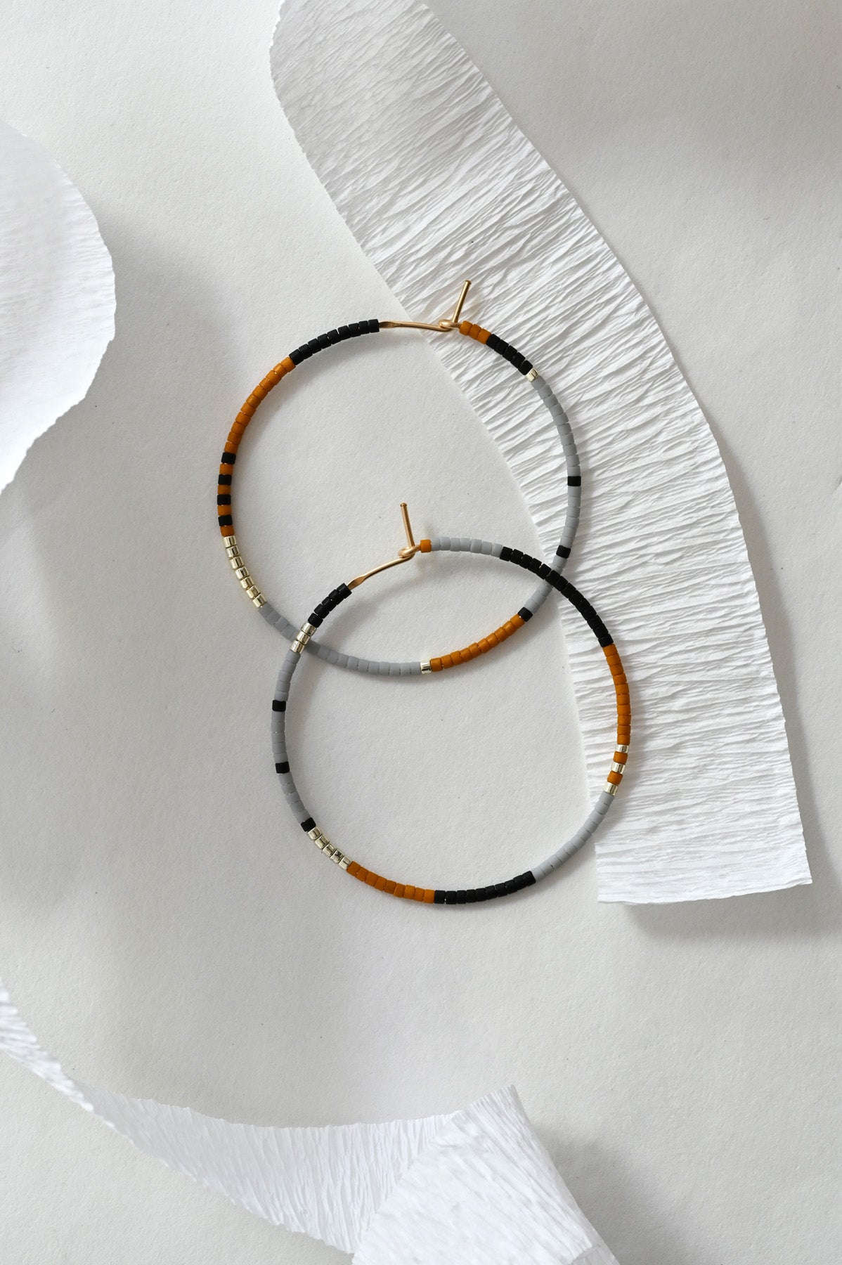 Large Delfi Hoop Earrings Styled in Coast by Abacus Row Handmade Jewelry