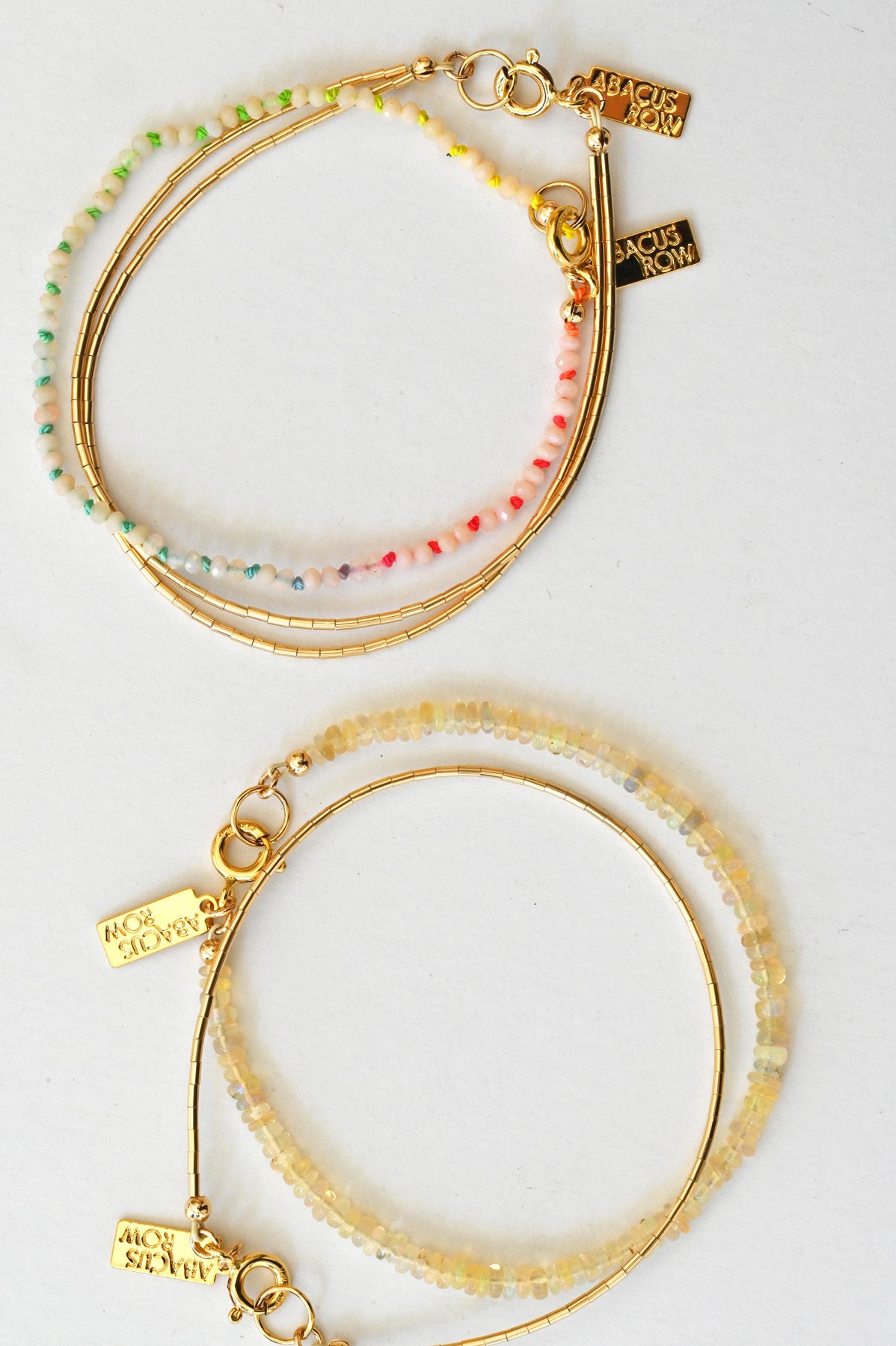 Assorted Basics Collection and Opal Capsule Bracelets by Abacus Row Handmade Jewelry