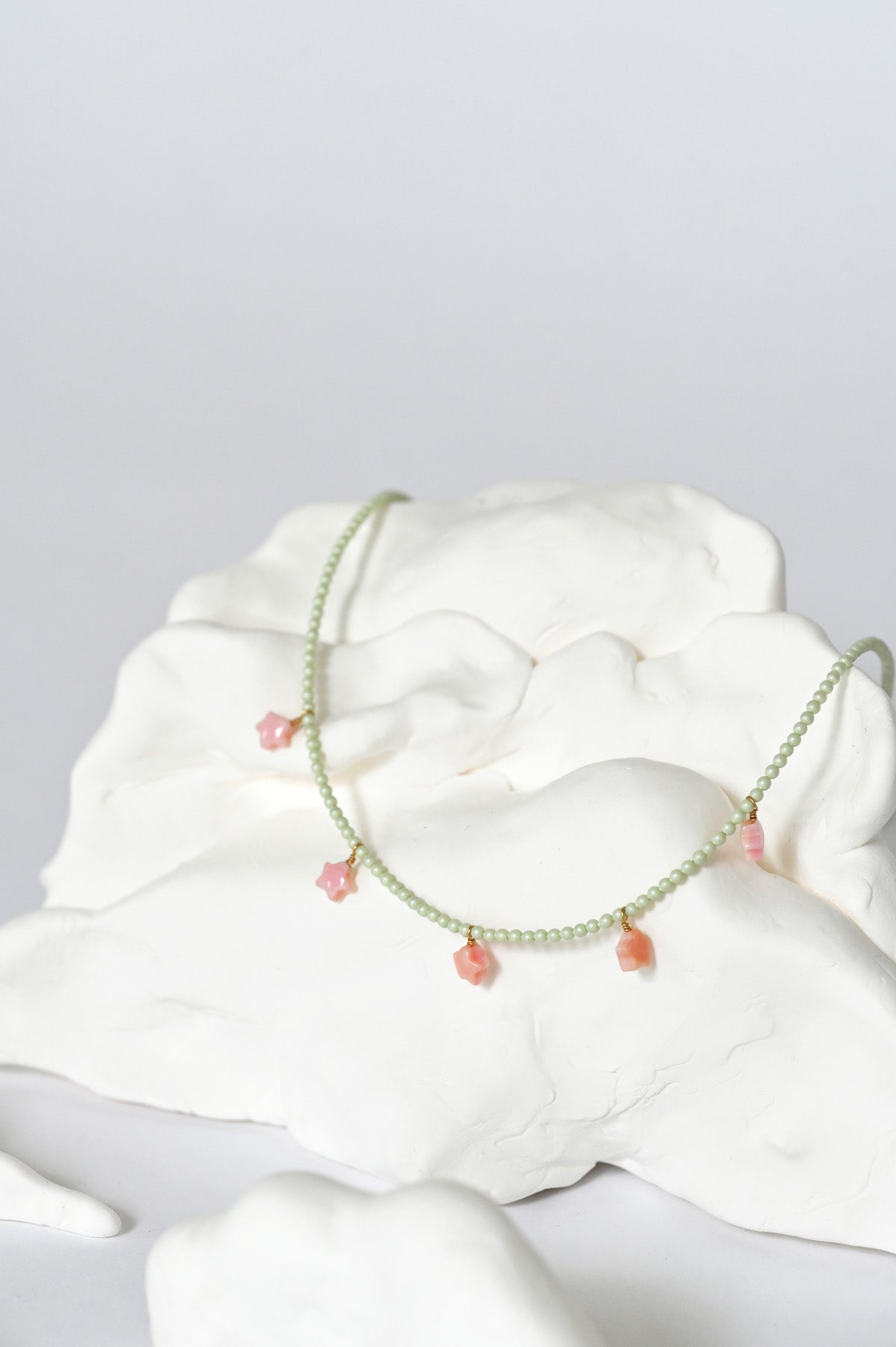 Styled Dream Cloud Green 5-star Necklace by Abacus Row Handmade Jewelry