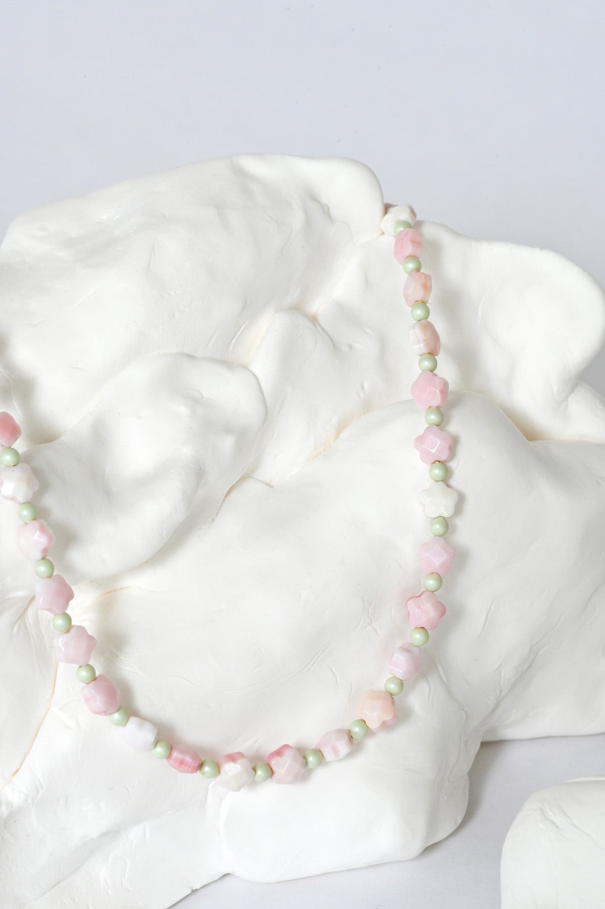 Styled Detail of the Dream Cloud Star Flower Necklace No2 by Abacus Row Handmade Jewelry