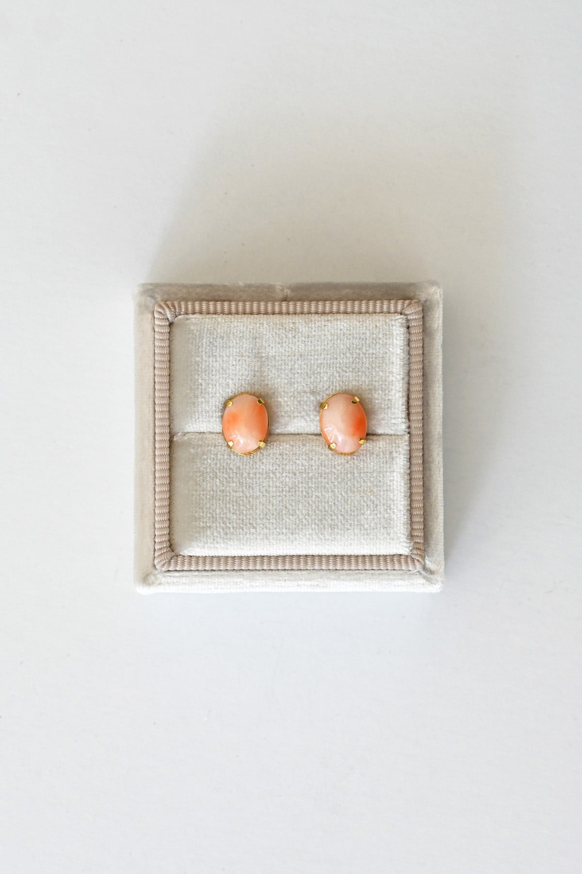 Oval Coral Stud Earrings at Abacus Row Handmade Jewelry