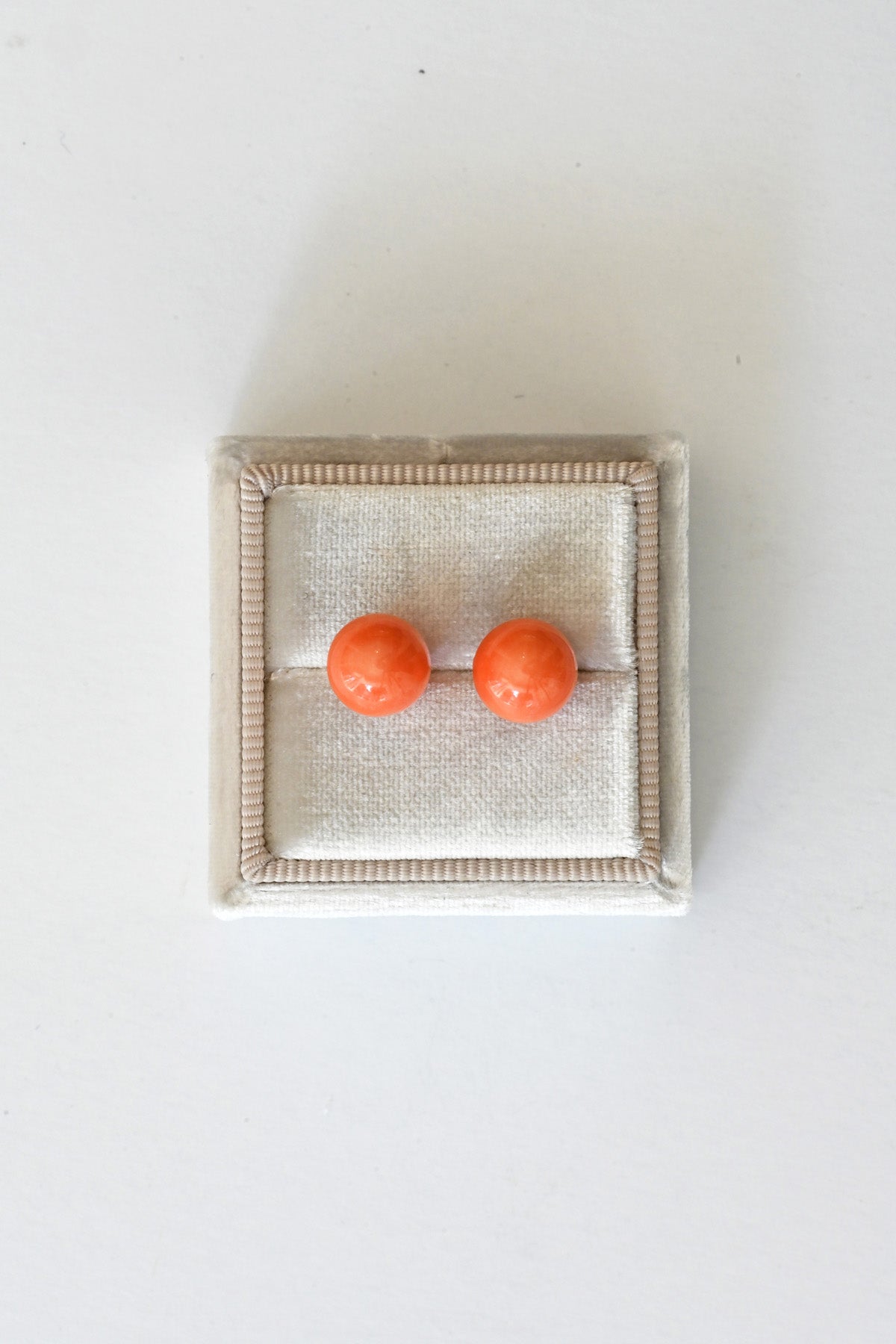 Round Coral Stud Earrings at Abacus Row Handmade Jewelry