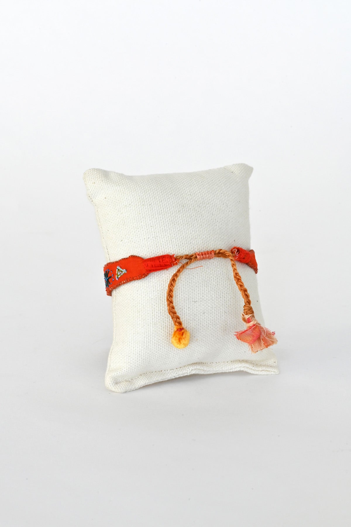 Back of Vibrant Red Embroidered Bracelet by Antomoon at Abacus Row Handmade Jewelry