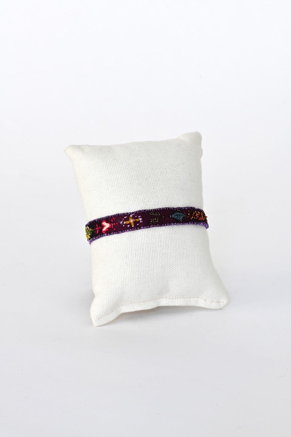Front of Purple Embroidered Bracelet by Antomoon at Abacus Row Handmade Jewelry