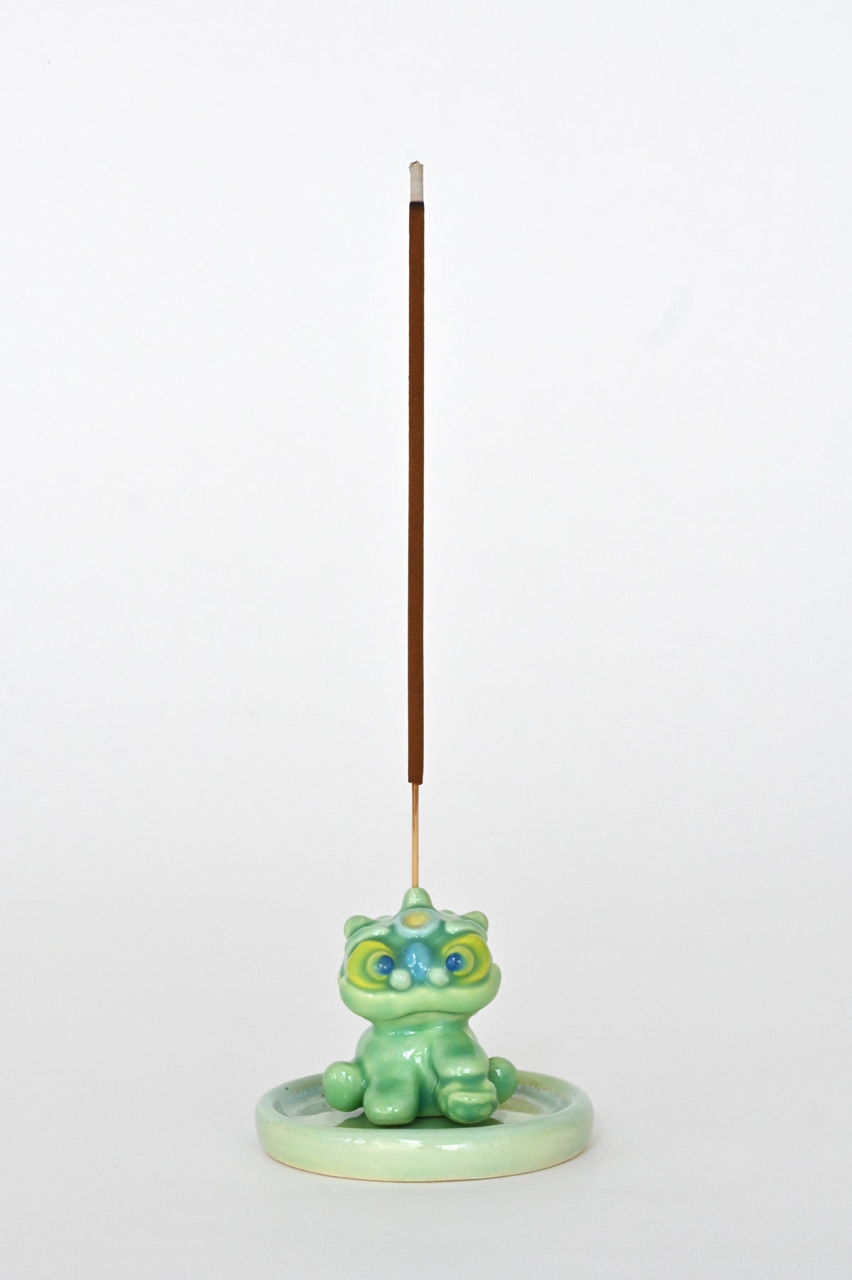 Female Lucky Lion with incense up by Caf Caf Ceramique at Abacus Row