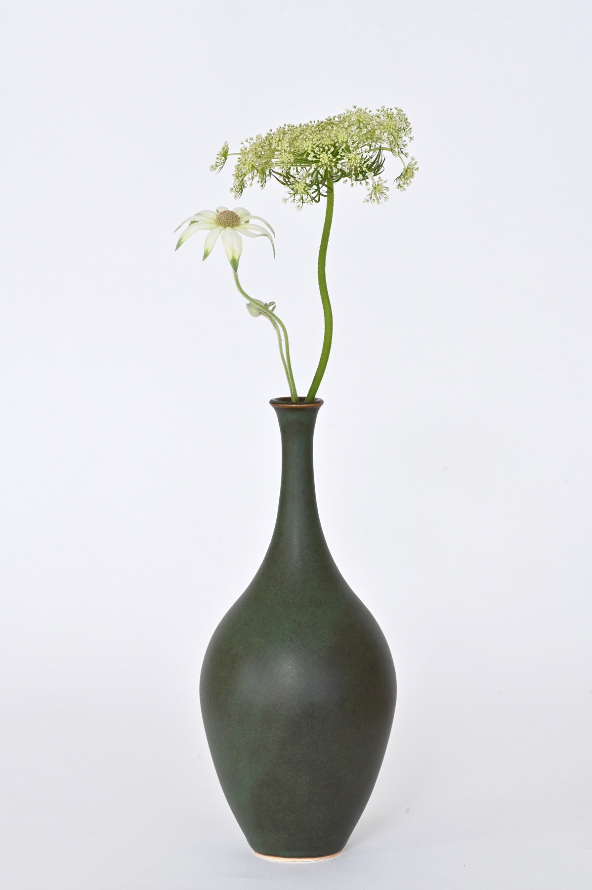 Green Vessel No. 48 with flowers by Dana Chieco at Abacus Row Handmade Jewelry