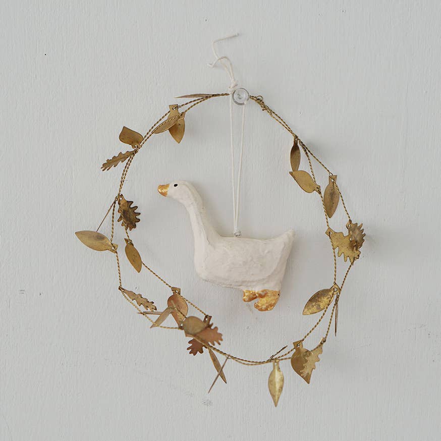 Duck Ornament and Brass Wreath by Fog Linen at Abacus Row