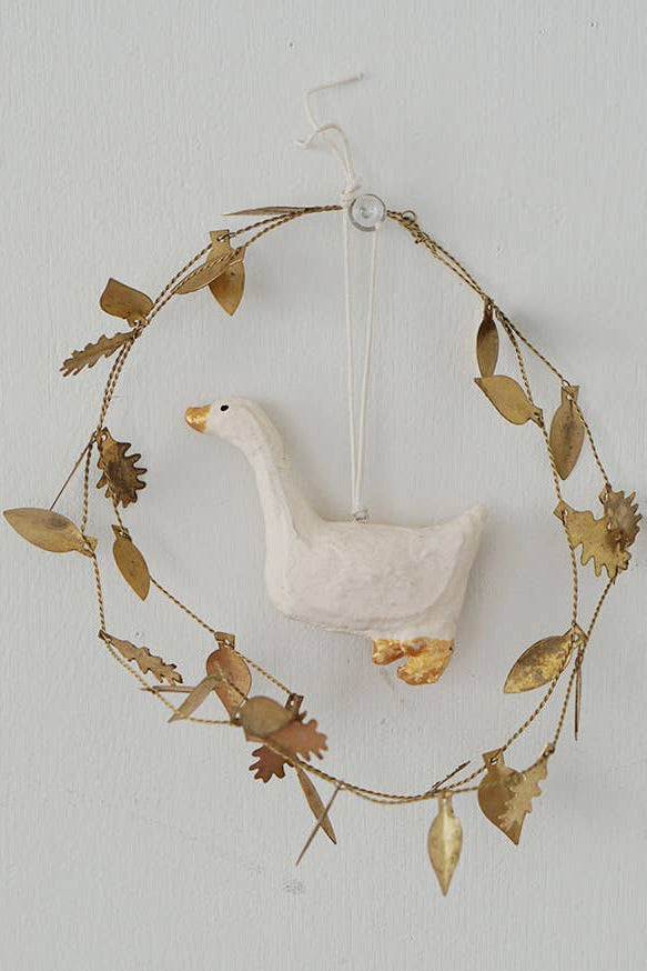 Duck Ornament and Brass Wreath by Fog Linen at Abacus Row