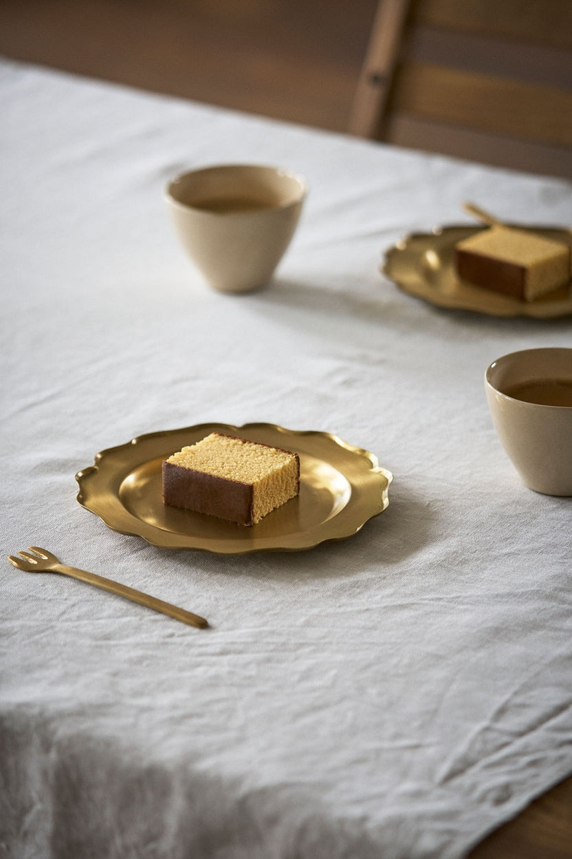 On Table Medium Brass Decorative Tray by Fog Linen at Abacus Row