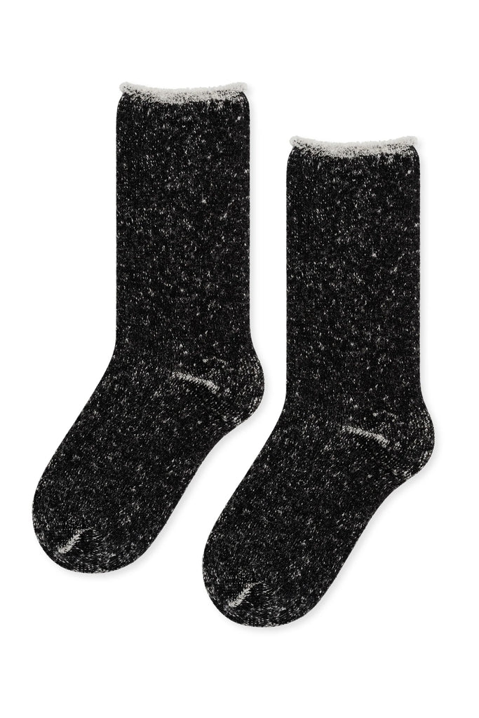 Hoodie Wool Crew Socks - black