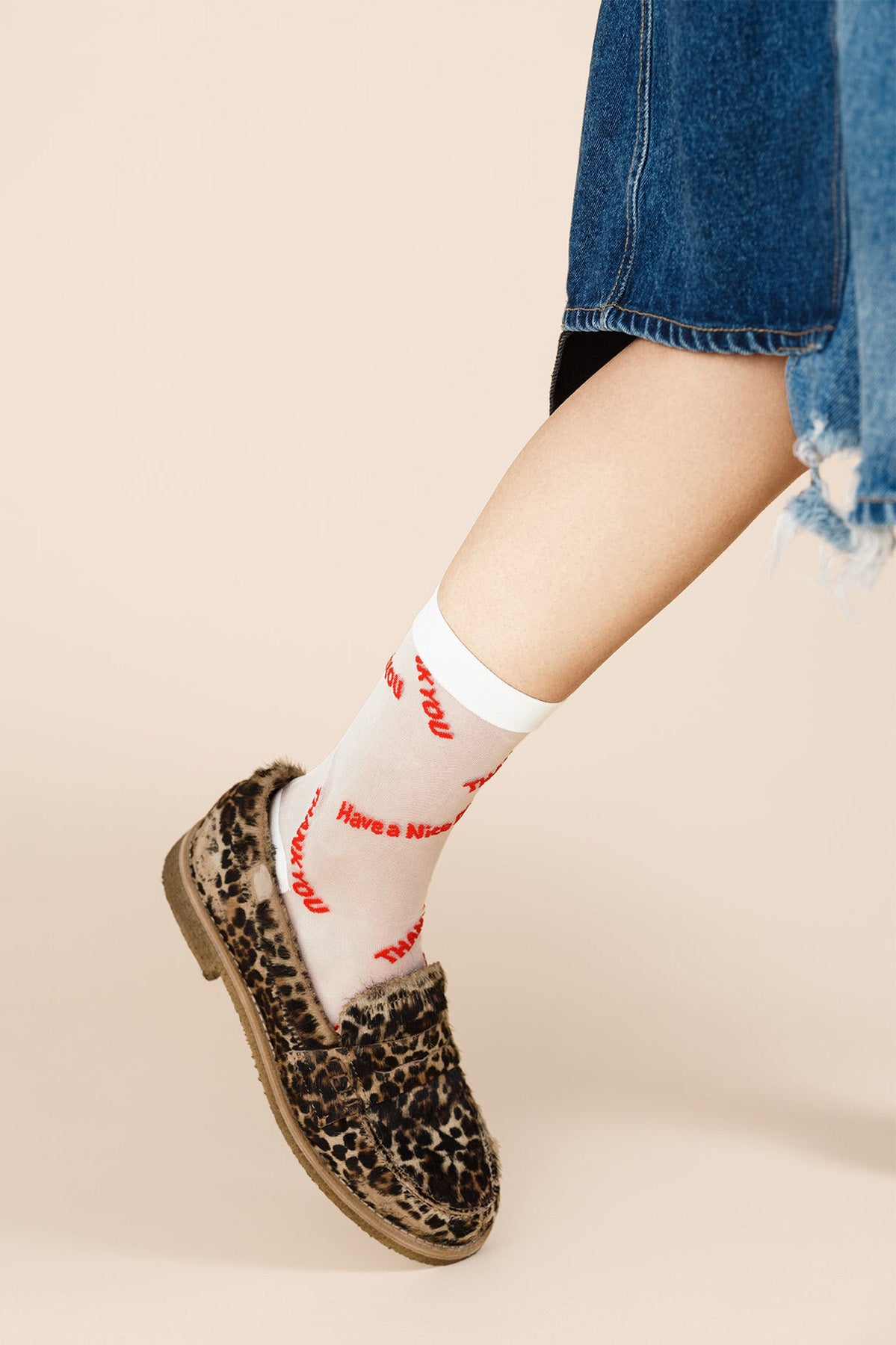 Hansel from Basel White Thank You Sheer Socks at Abacus Row Jewelry