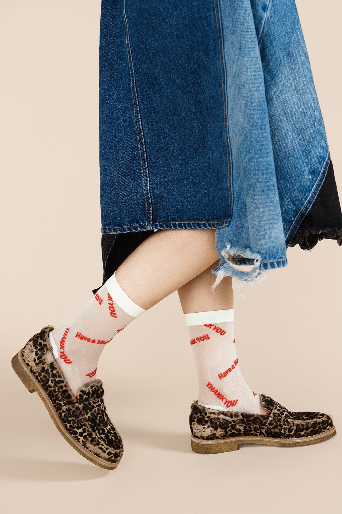 Hansel from Basel White Thank You Sheer Socks at Abacus Row Jewelry