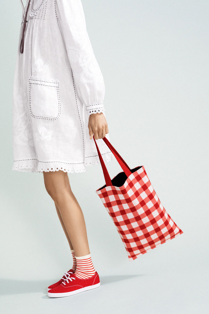Hansel from Basel Styled Red Gingham Tote Bag at Abacus Row Jewelry