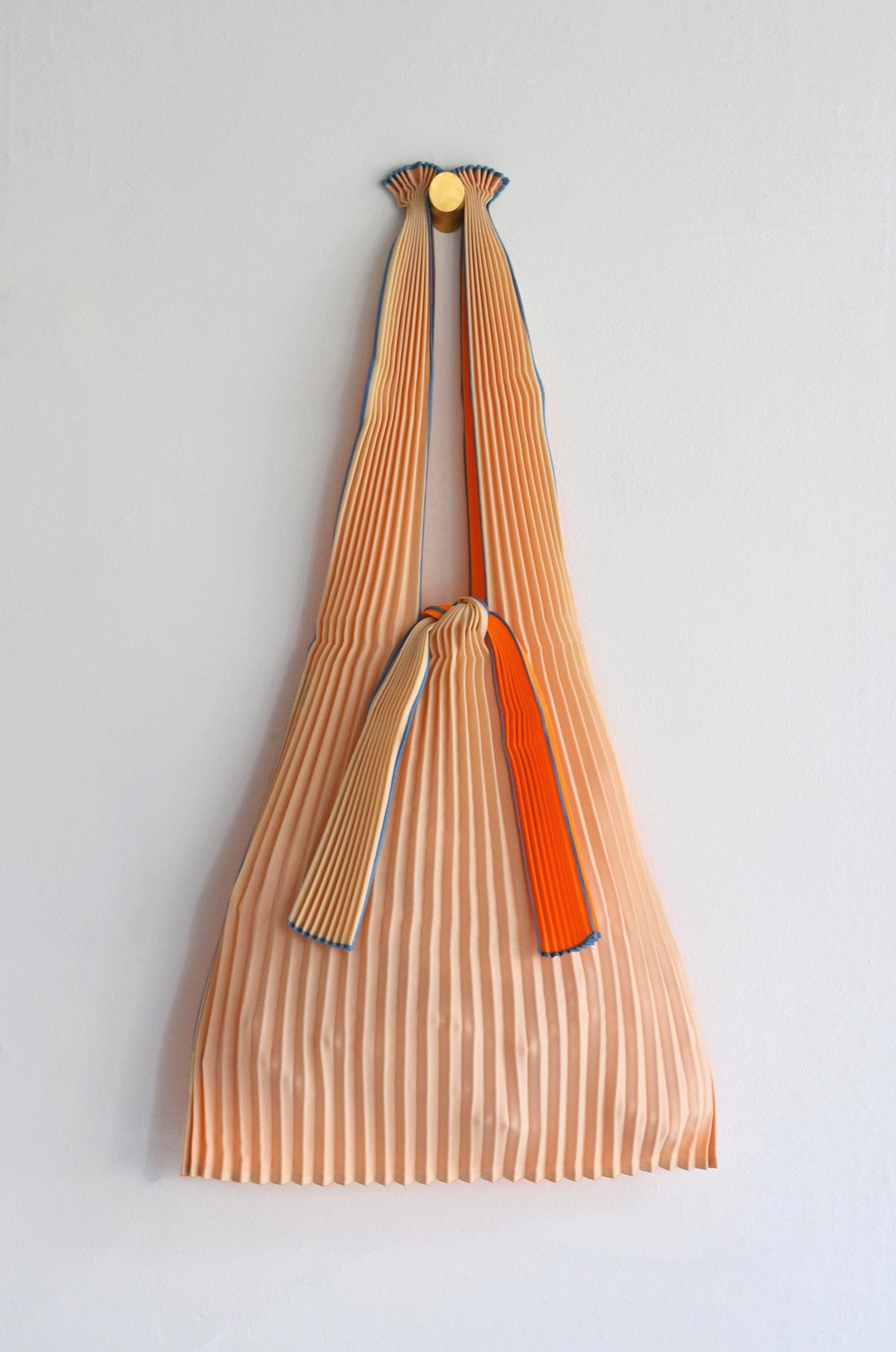 Large Beige Honey Orange Pleated Pleco Tote Bag by KNA Plus at Abacus Row