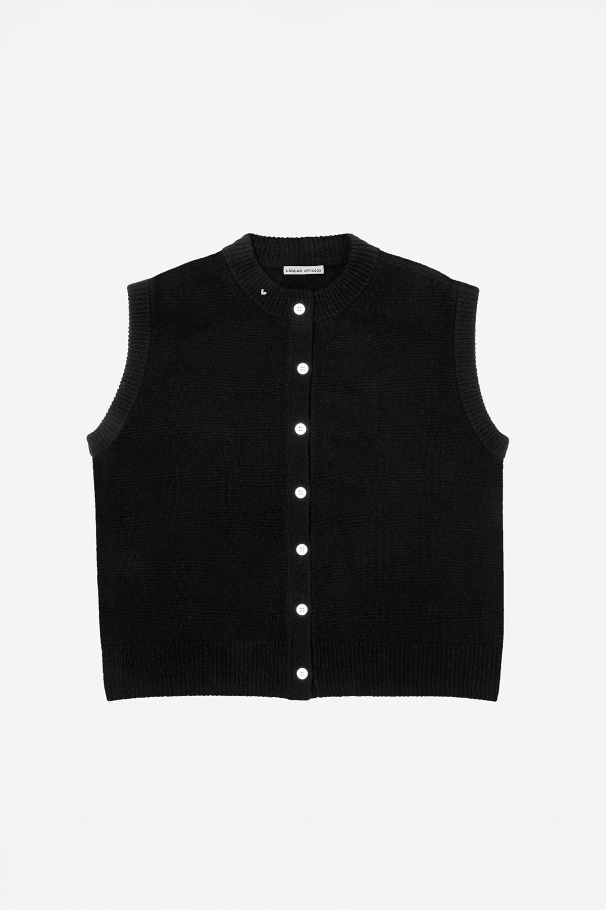 Black Button Vest by Lao Lao at Abacus Row