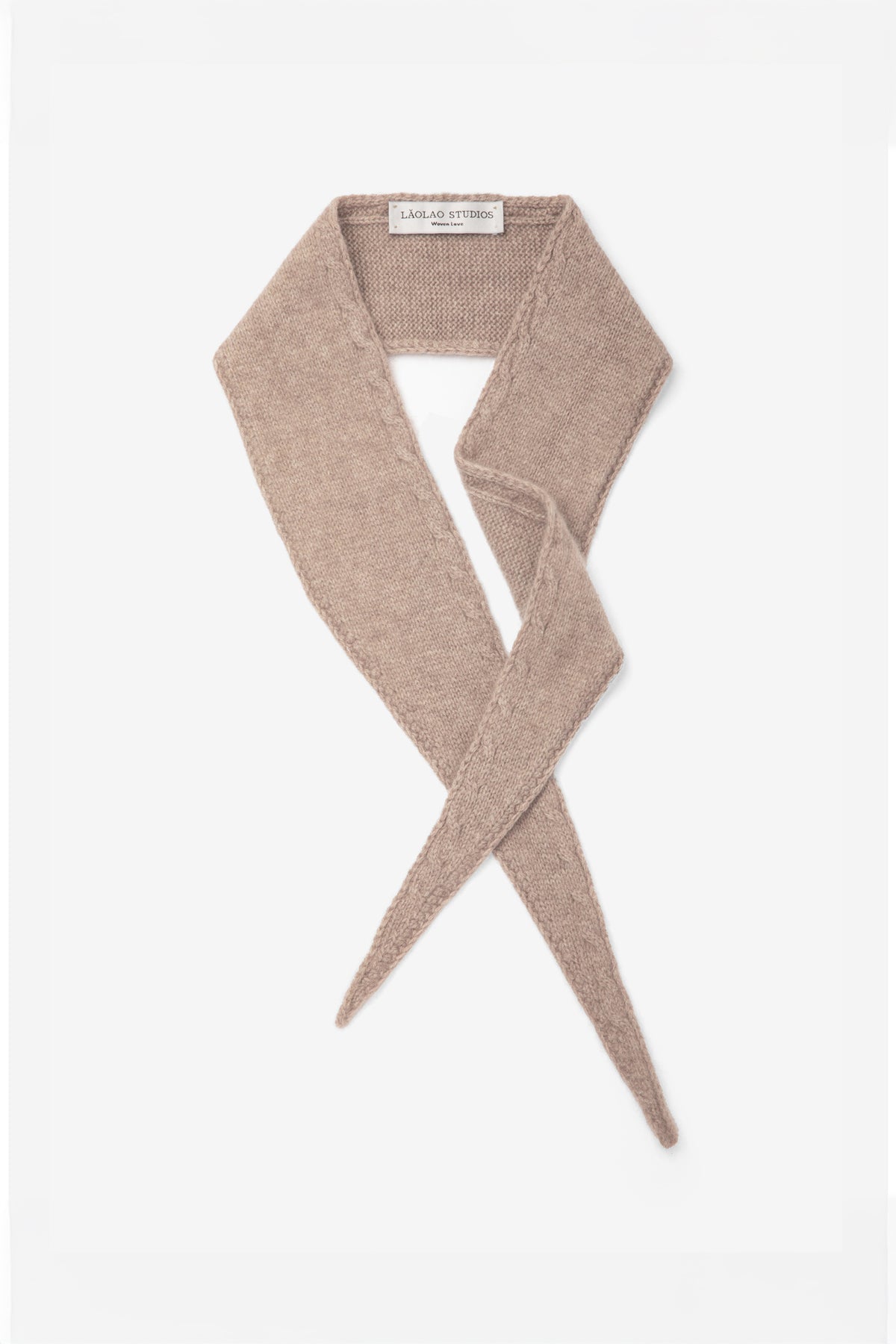 Taupe Mini Cashmere Scarf by Lao Lao at Abacus Row Handmade Jewelry