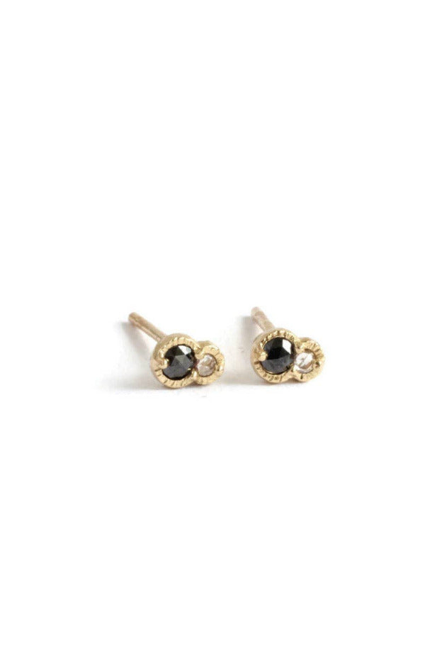 Twin Black and White Diamond Earrings by LINN at Abacus Row Handmade Jewelry