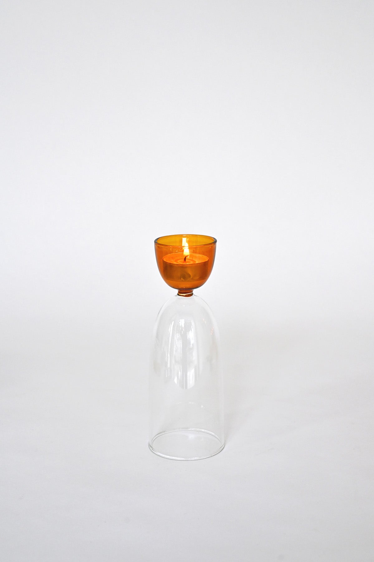 Clear and Amber Highball Cocktail Glass as candle holder by MAMO at Abacus Row
