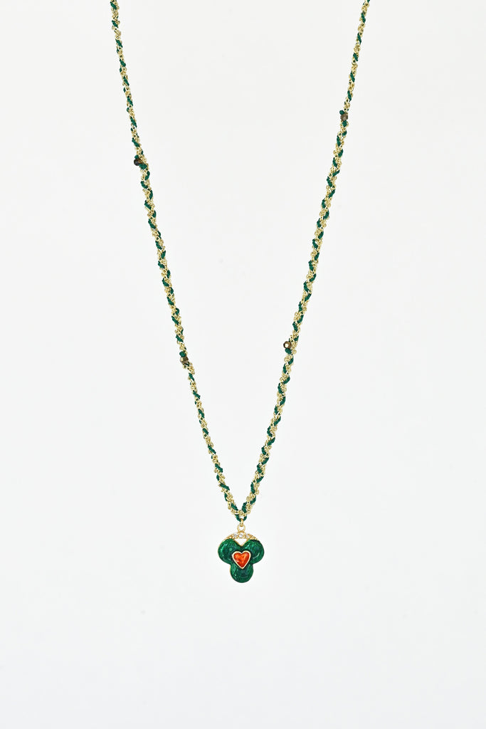 No.783 Gold Green Clover Necklace