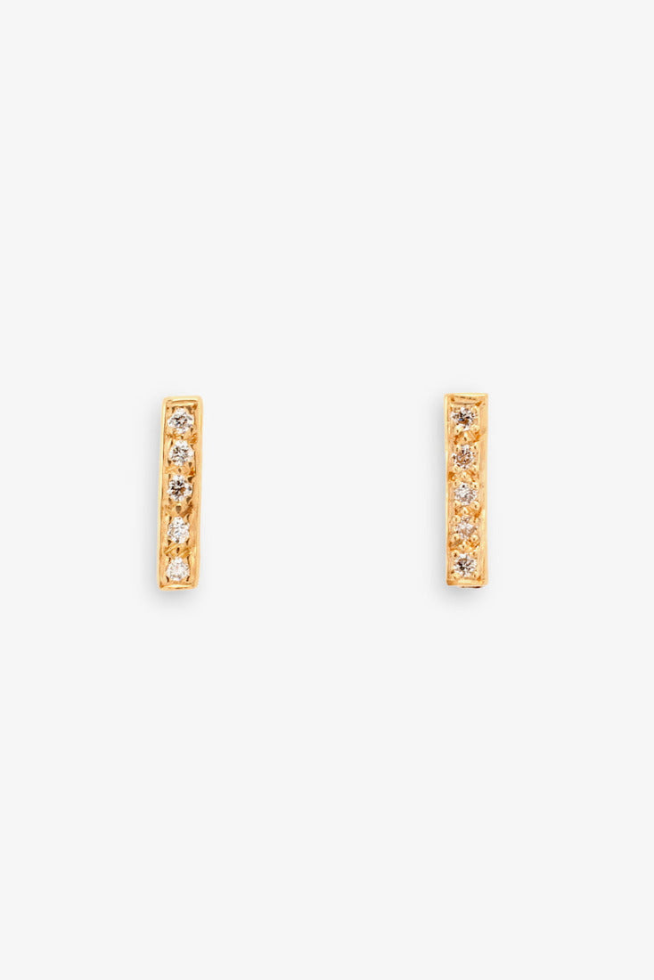 White Diamond Bar Stud Earrings by Satomi Kawakita at Abacus Row Handmade Jewelry