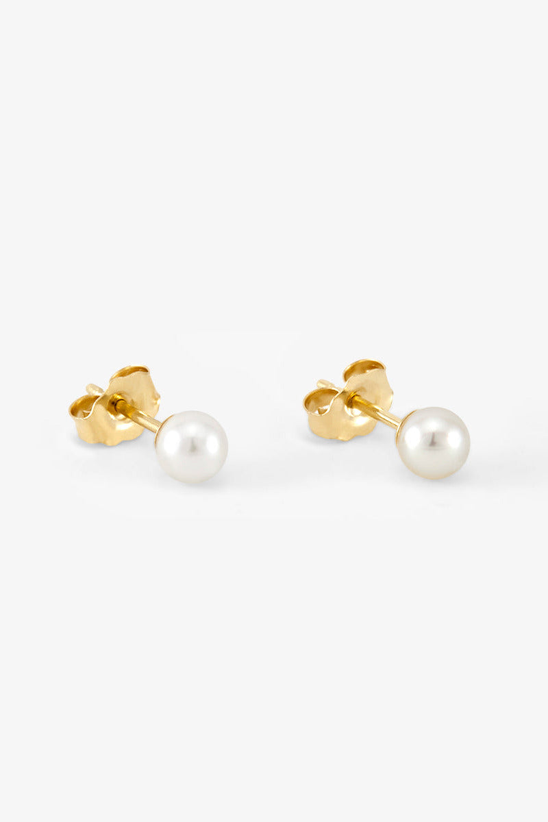 Pair of 4mm Akoya Pearl Stud Earrings by Satomi Kawakita at Abacus Row Jewelry