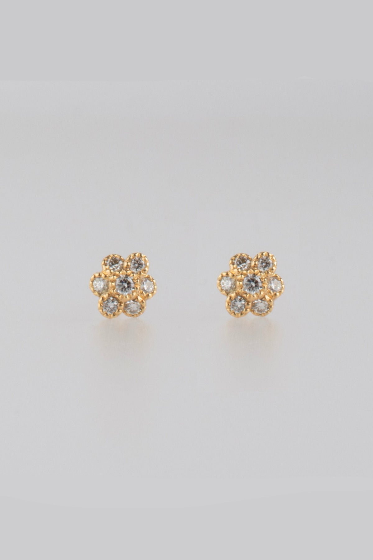 Diamond Fleur Stud Earrings by Shinkai at Abacus Row Handmade Jewelry