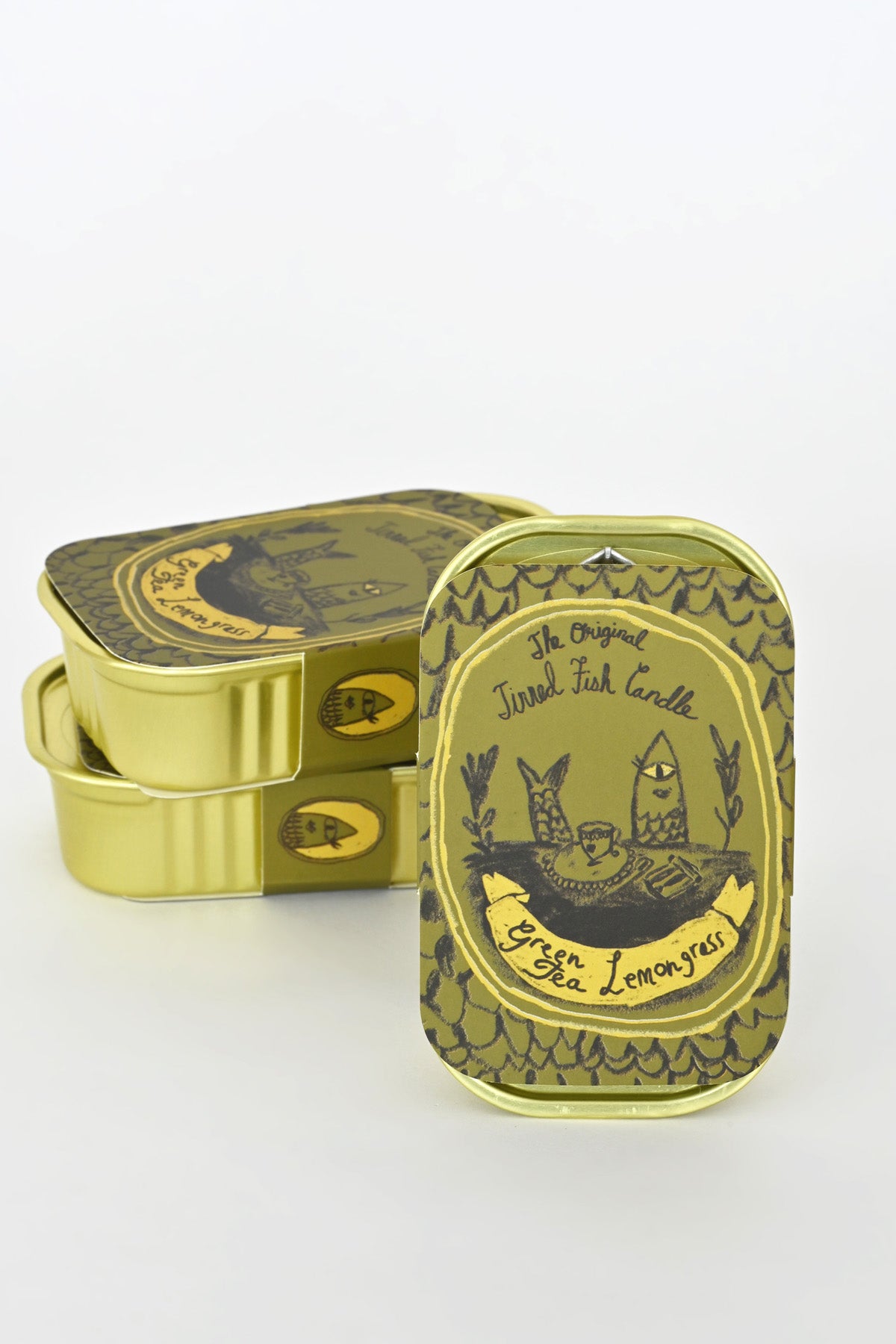 Green Tea Lemongrass Candles by Tinned Candle at Abacus Row