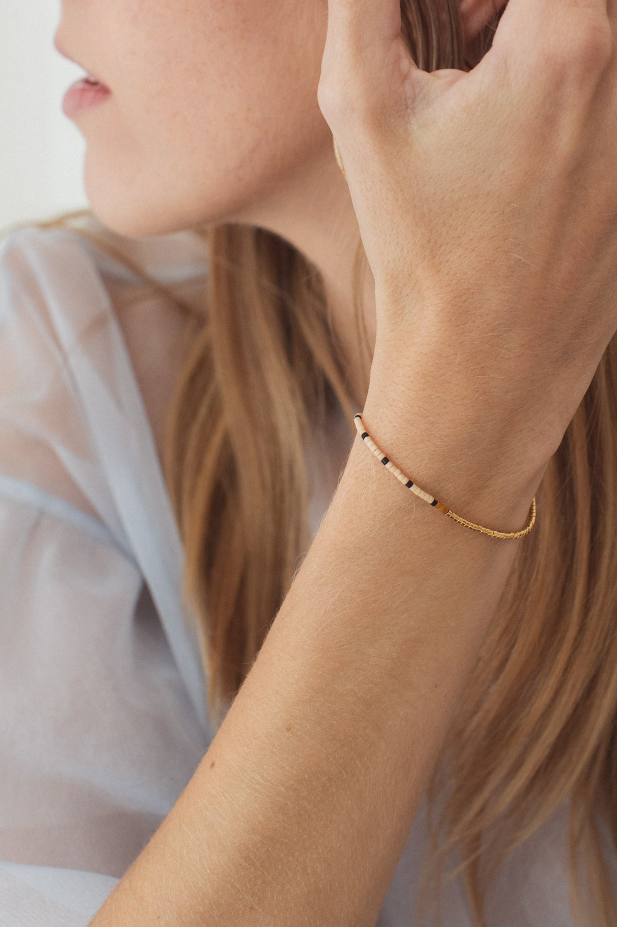 Nootka Bracelet, Pink Clay - Abacus Row Handmade Jewelry