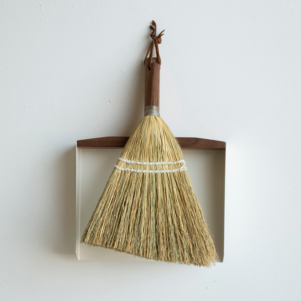 Walnut + White Handheld Dustpan and Whisk Broom by Hannah B Quinn