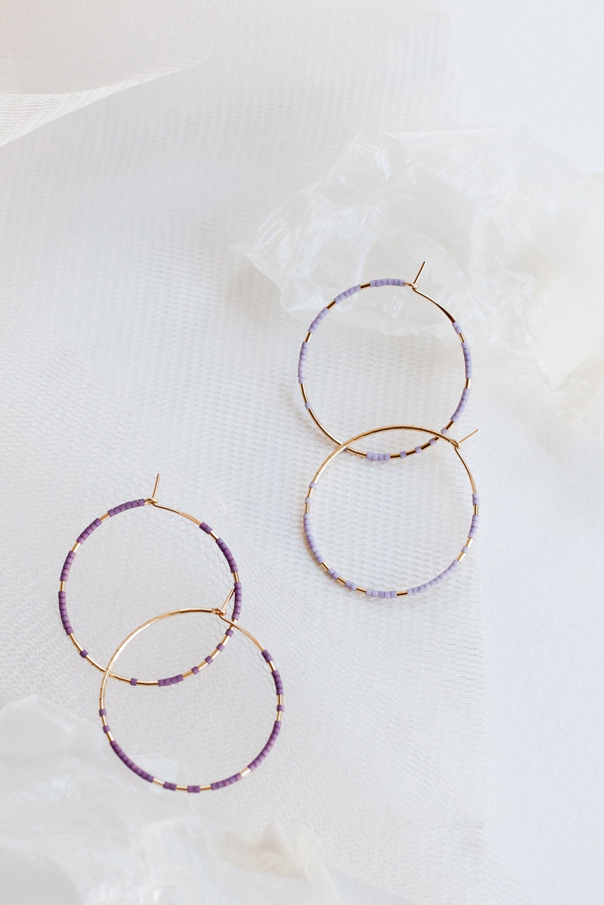 Pan Hoops, Wisteria and Ume - Abacus Row Handmade Jewelry