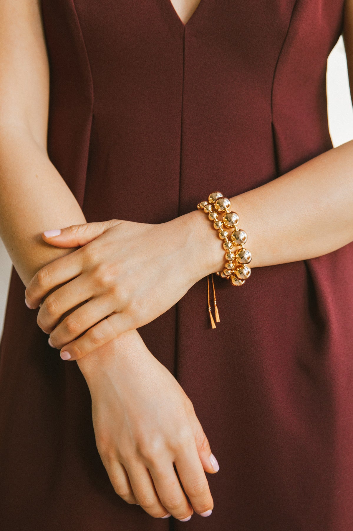 Moon Sun Bracelet with Clay Tassels by Abacus Row Handmade Jewelry