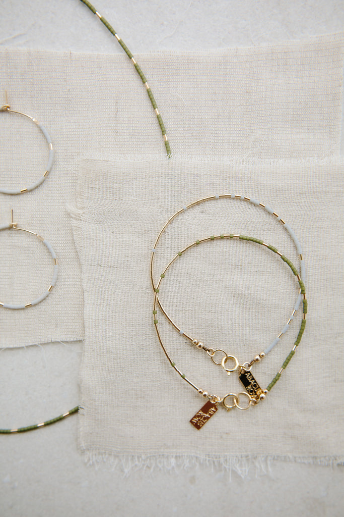 Mist and Palm Rhea Bracelets by Abacus Row Handmade Jewelry