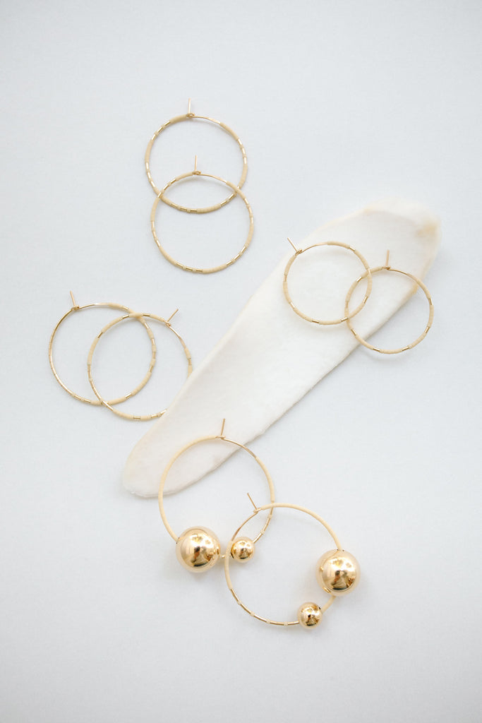 Selene Hoops in Oyster by Abacus Row Handmade Jewelry