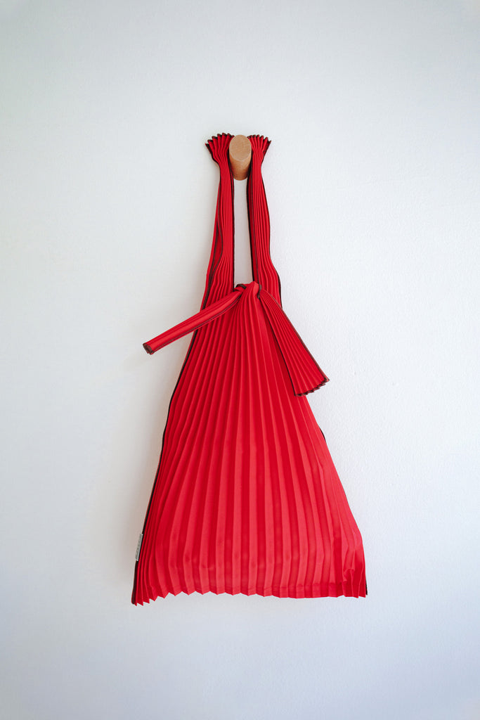 Small Red Pleated Pleco Tote Bag by KNA Plus at Abacus Row