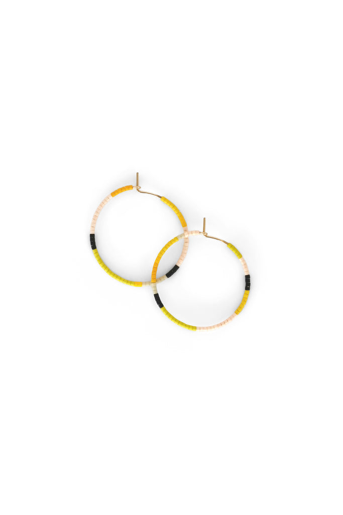 A Yellow Sun Hoop Earrings at Abacus Row Handmade Jewelry