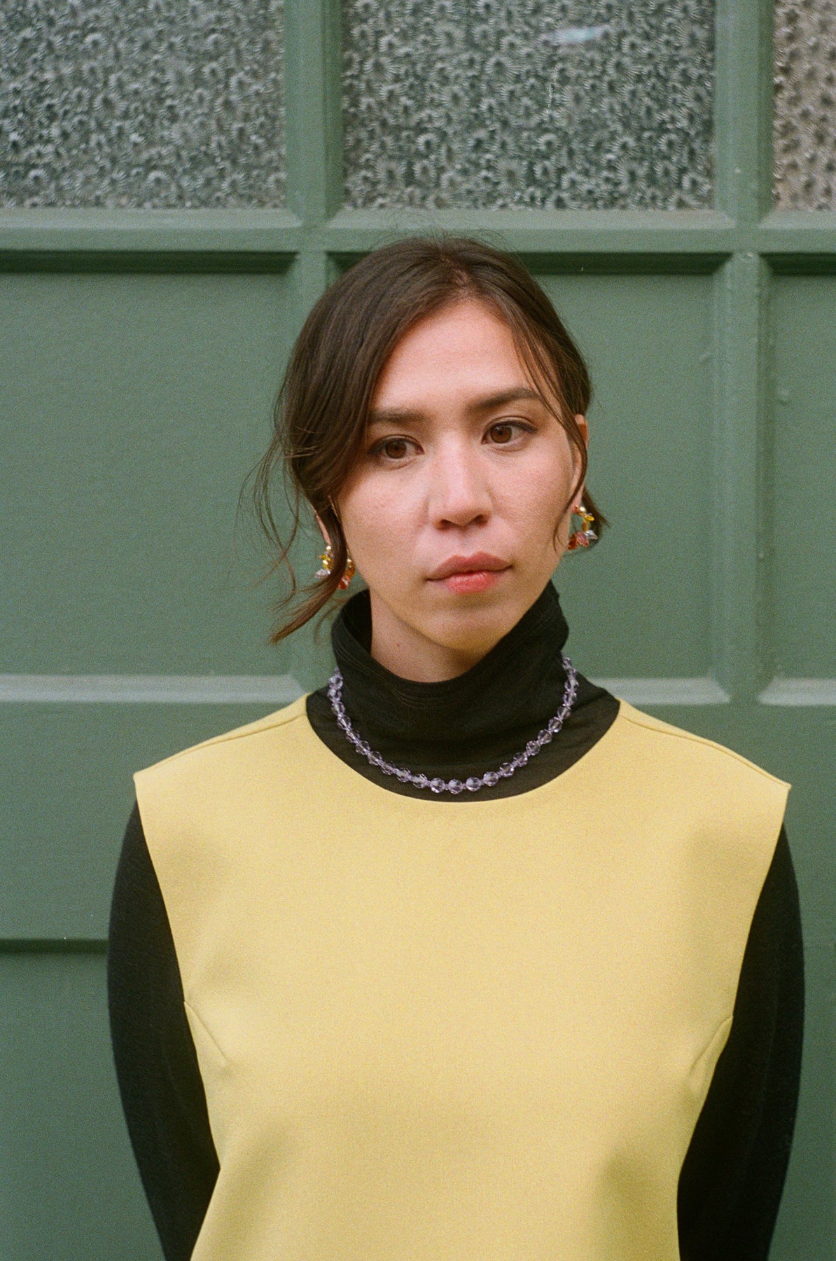 Limited Edition Hyacinth Necklace on model at Abacus Row Handmade Jewelry