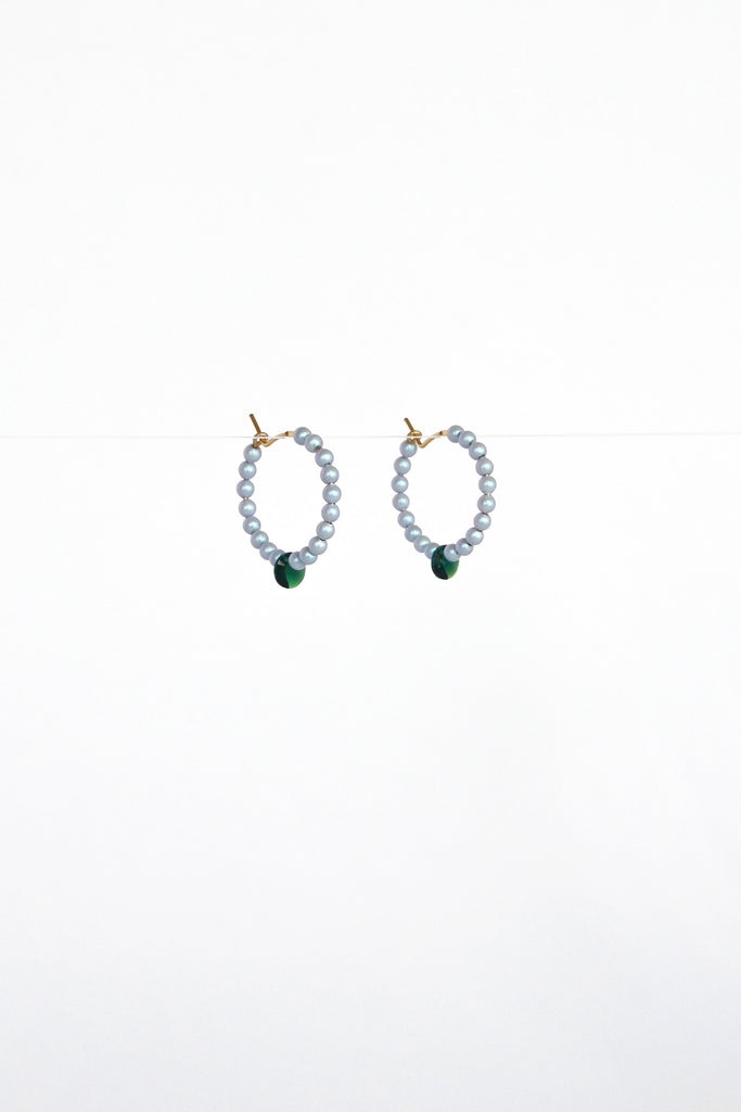 Little Moon Earrings, Emerald