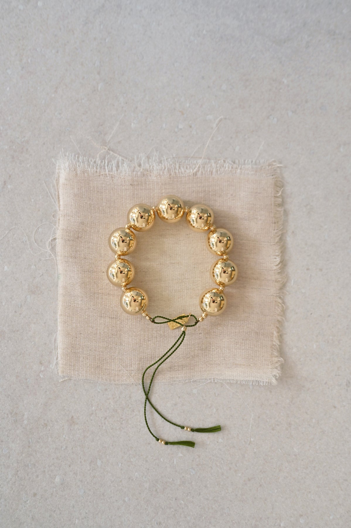 Yuan Yuan Bracelet with Moss Silk Cord by Abacus Row Handmade Jewelry