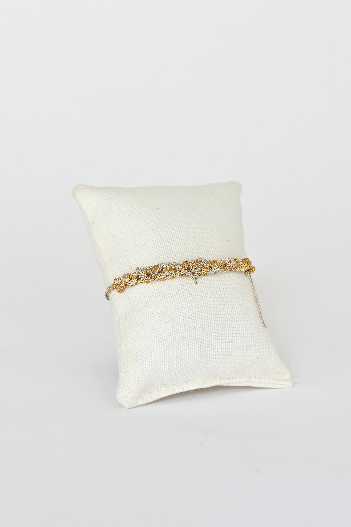 Silver and Gold Bare Chain Bracelet by Arielle de Pinto at Abacus Row Handmade Jewelry
