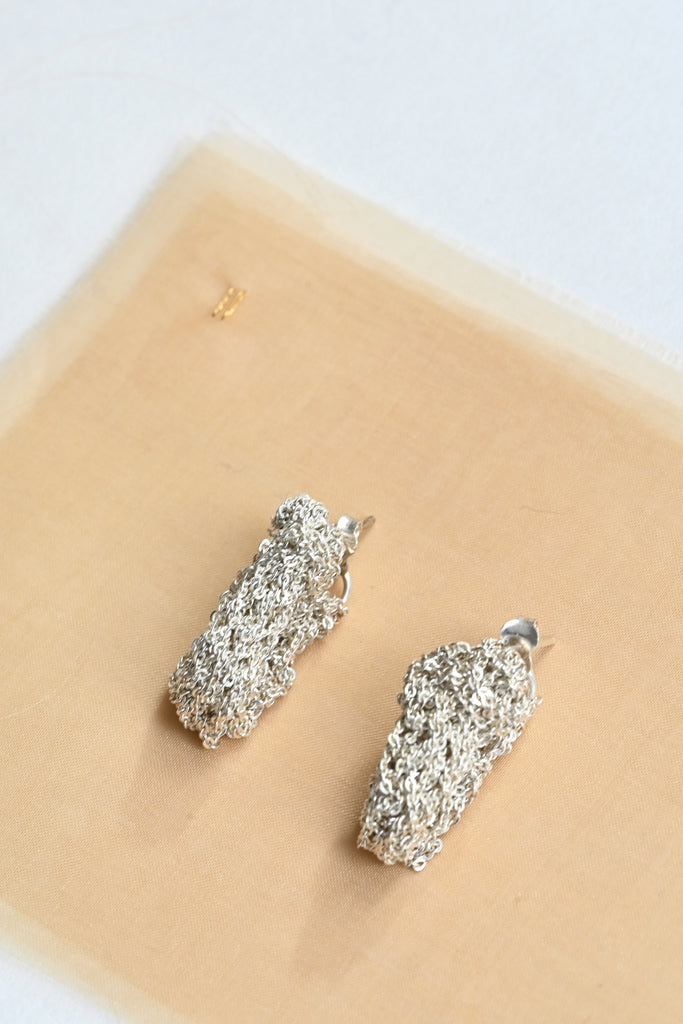 Pipette Cuff Earrings, Silver