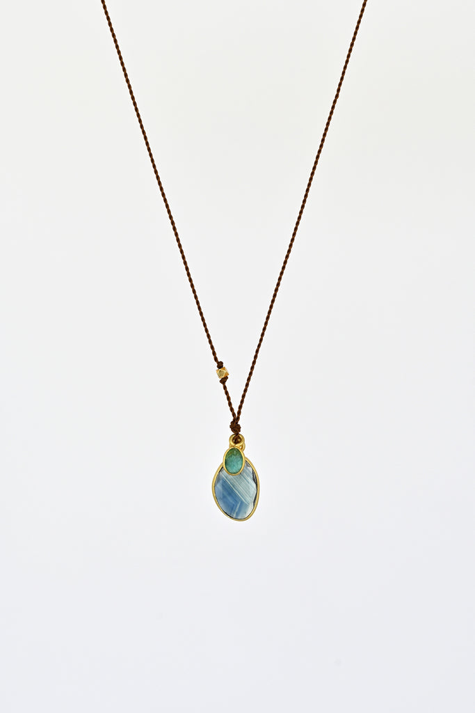 Sapphire + Emerald Necklace by Margaret Solow at Abacus Row Handmade Jewelry