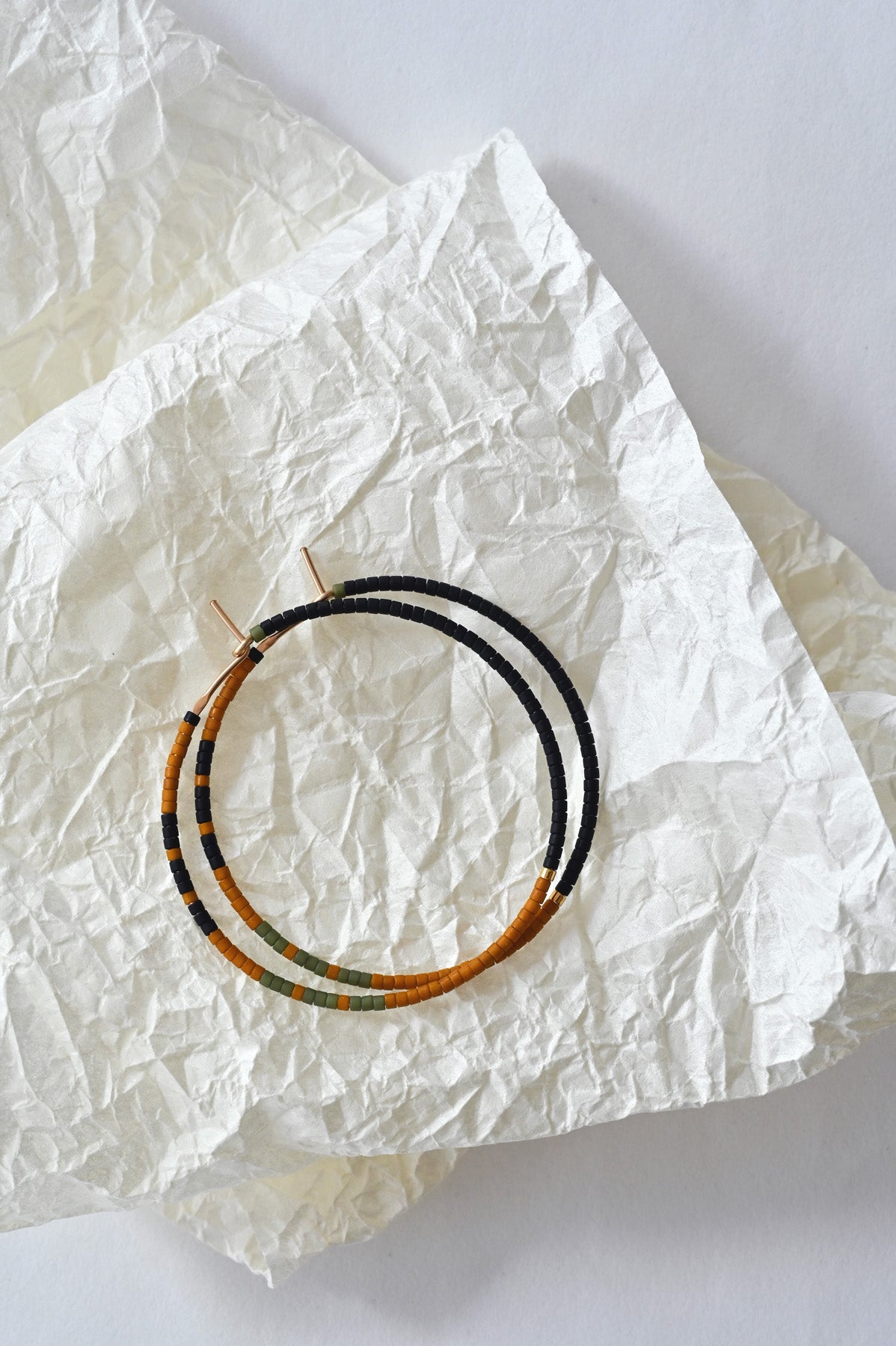 Palu Hoop Earrings Styled in Knoll by Abacus Row Handmade Jewelry
