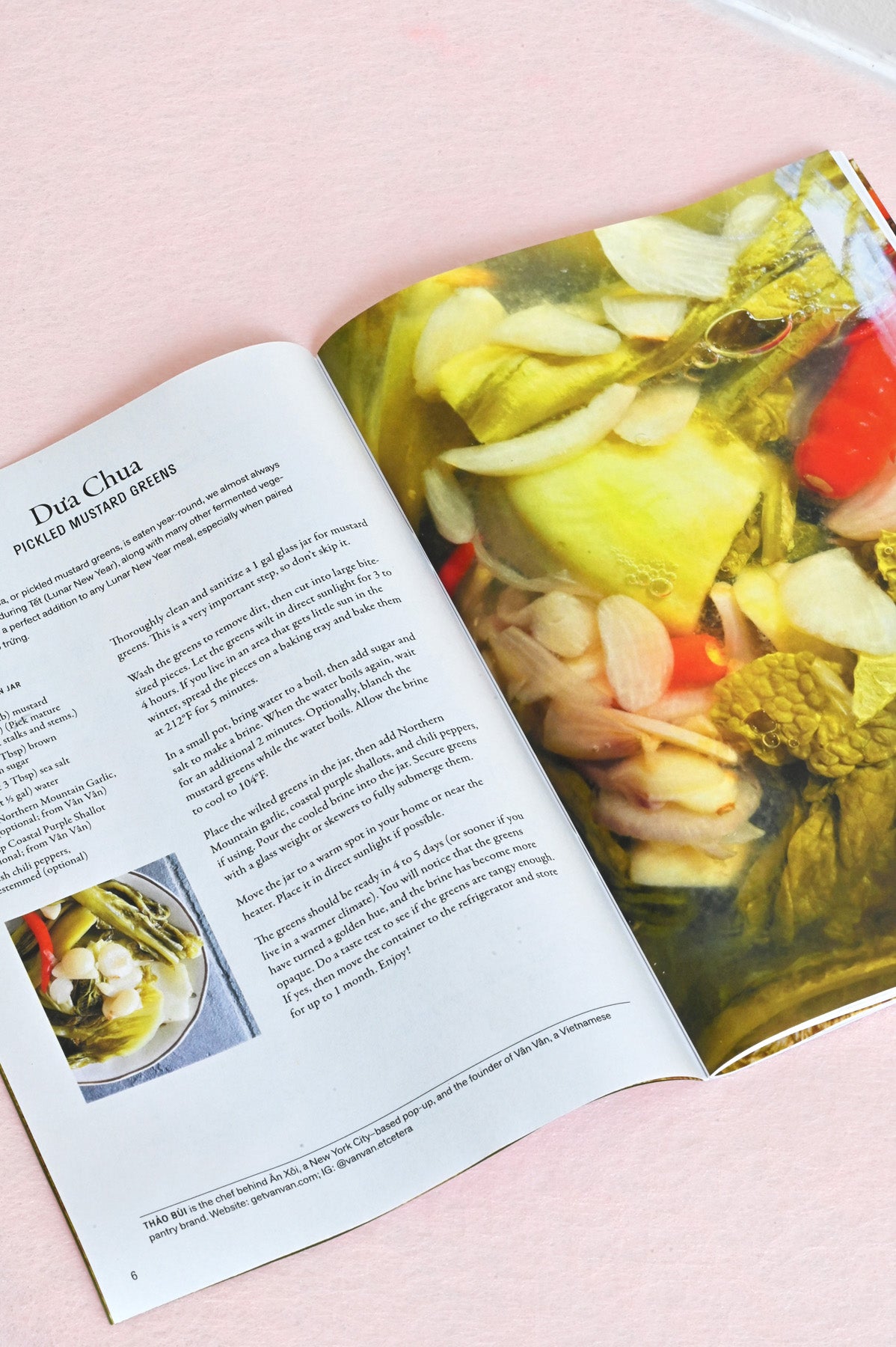 pickled mustard greens in the Ăn Tết Zine for Lunar New Year 2026 at Abacus Row Handmade Jewelry