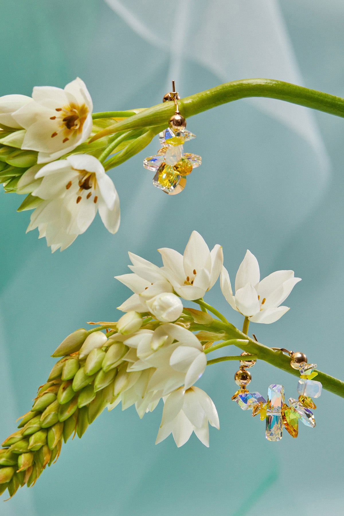 Azalea Earrings No.11 on flowers in the Garden Collection at Abacus Row Handmade Jewelry