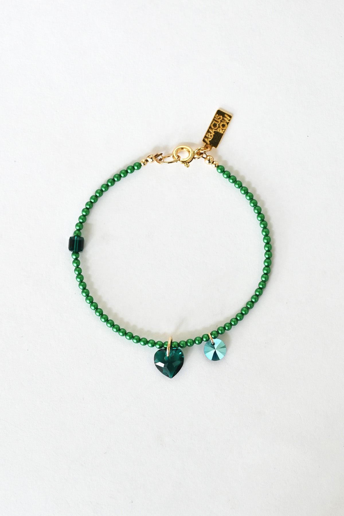 Emerald Big Heart Bracelet at Abacus Row Handmade Jewelry