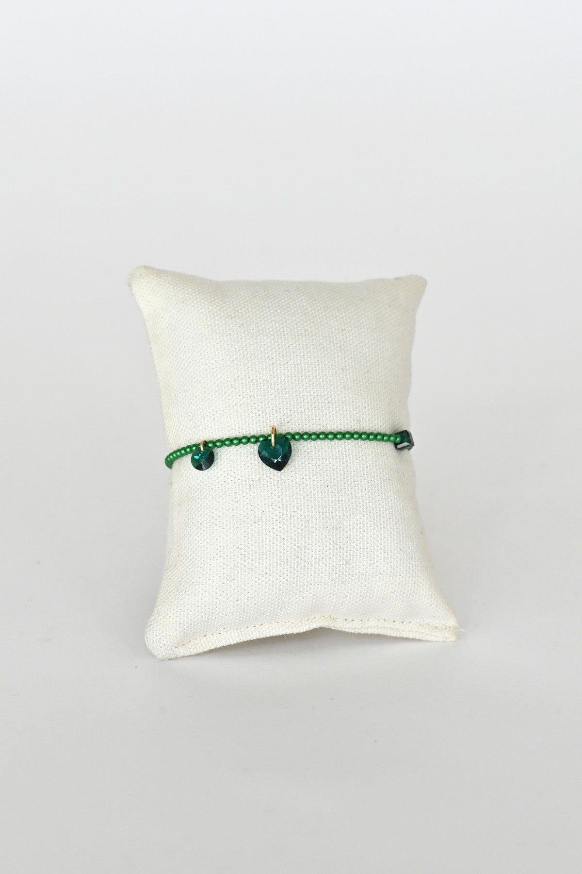 Emerald Big Heart Bracelet front at Abacus Row Handmade Jewelry