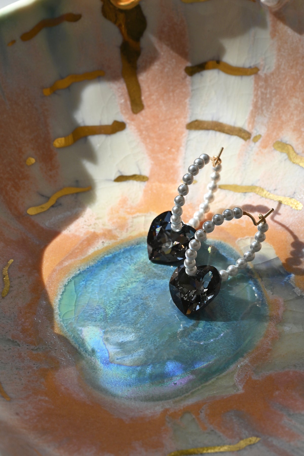 Styled Moonstruck Big Heart Earrings at Abacus Row Handmade Jewelry