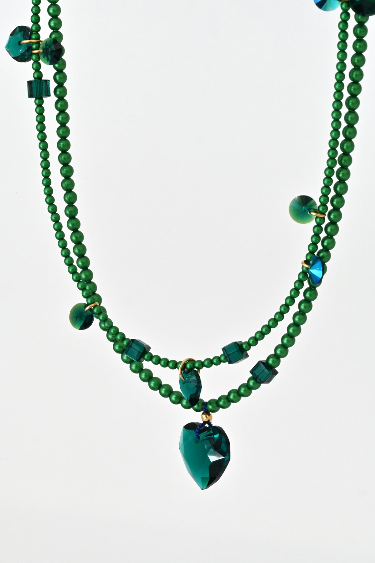 Emerald Confetti and Big Heart Necklaces at Abacus Row Handmade Jewelry