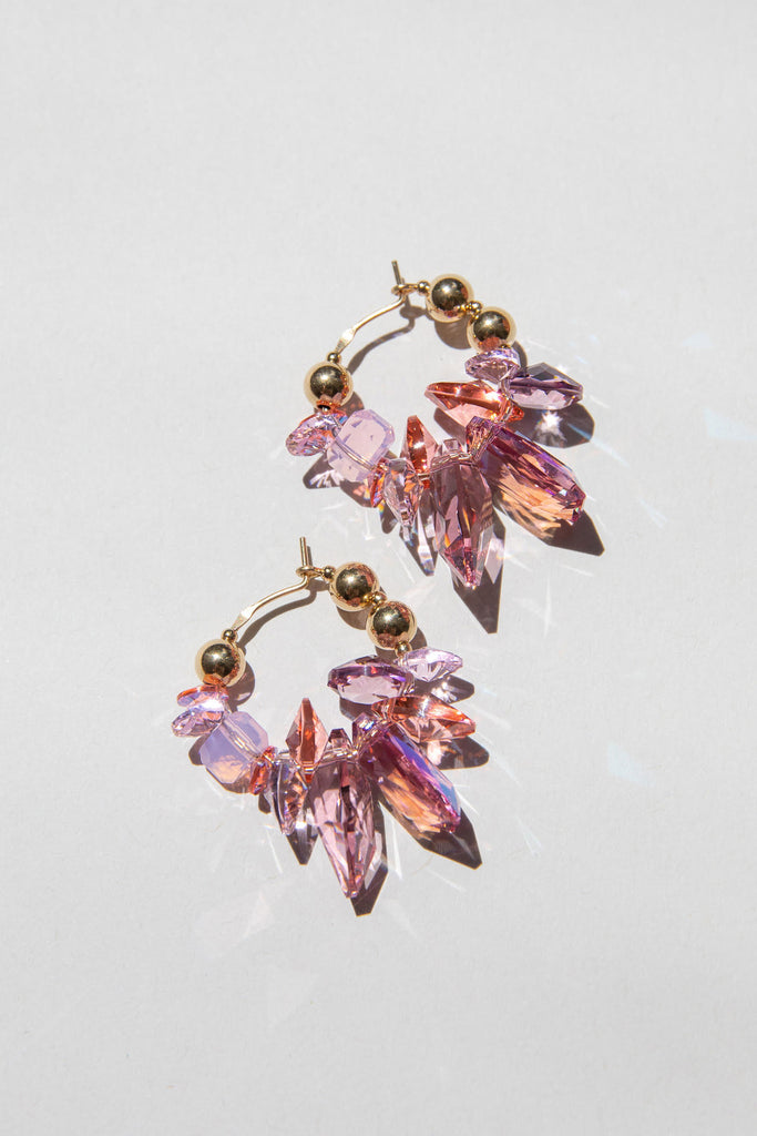 Camellia crystal Earrings in the Garden Collection at Abacus Row Handmade Jewelry
