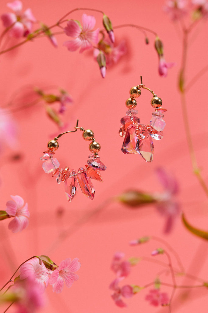 Camellia Earrings and flowers in the Garden Collection at Abacus Row Handmade Jewelry